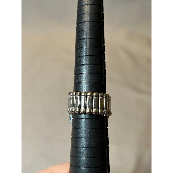 Paparazzi Silver Tone and Blue Stone Adjustable Stretch Ring - Picture 3 of 3